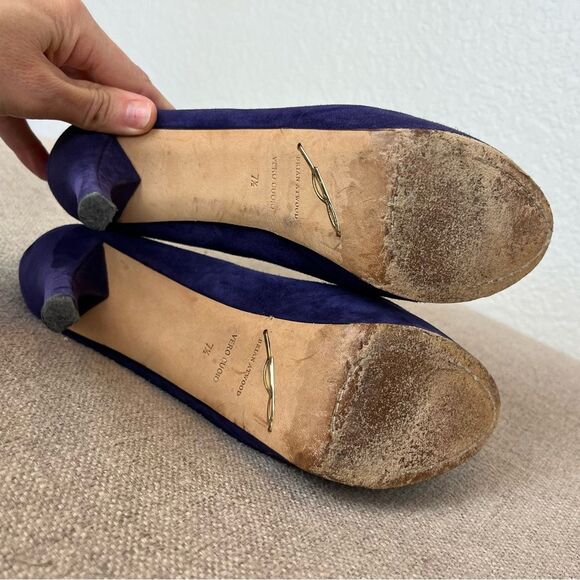 Brian Atwood Suede Peep Toe Platform Pumps in Royal Indigo size 7 1/2 - Picture 12 of 12